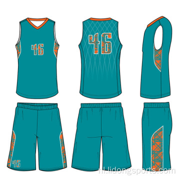 Aangepaste basketbal jersey uniform ontwerp kleur blauw